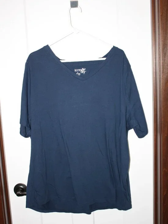 Terra & Sky 2-Pc, Legging and Tee, Navy size 3x - Picture 3 of 4